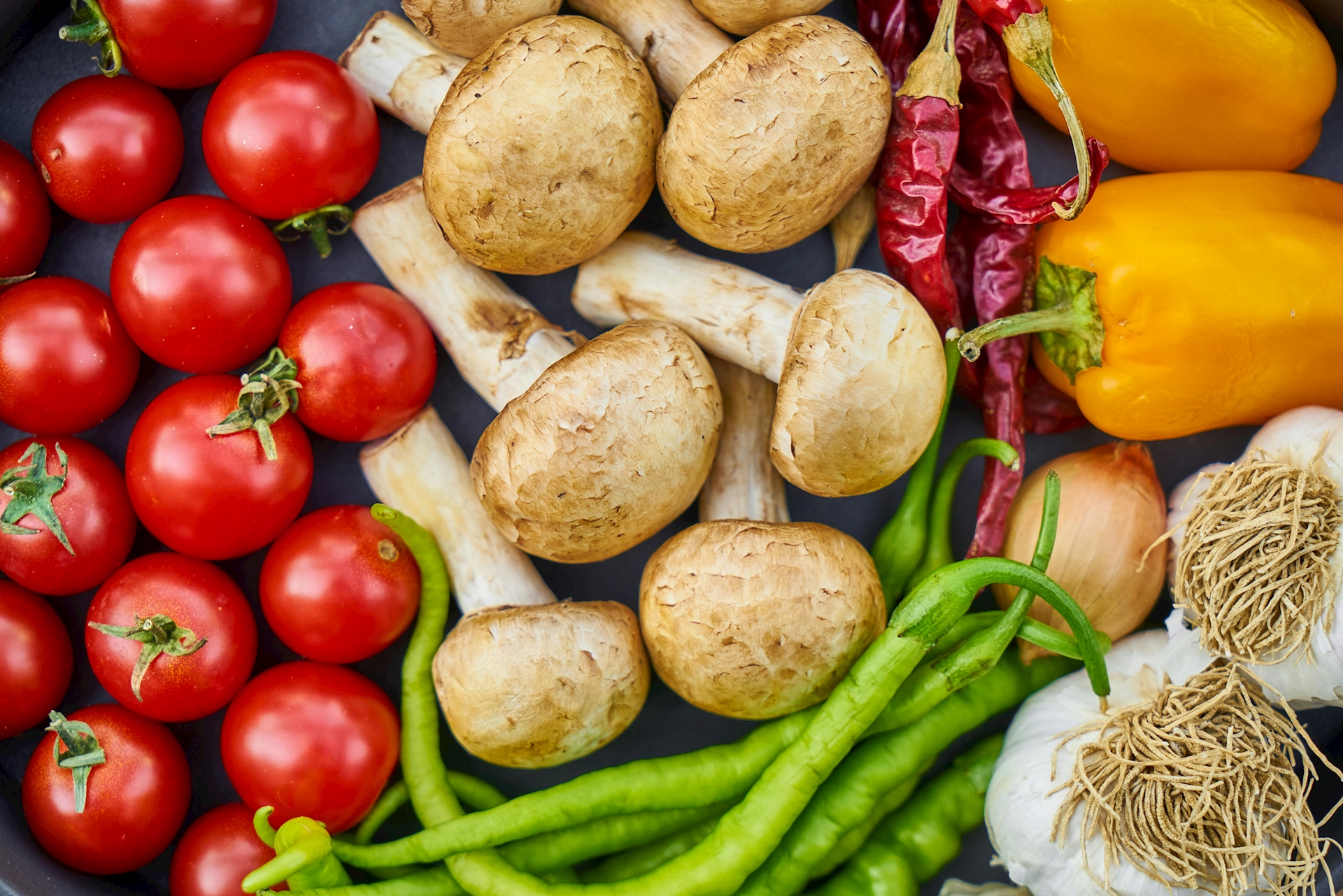 Array of colorful vegetables
